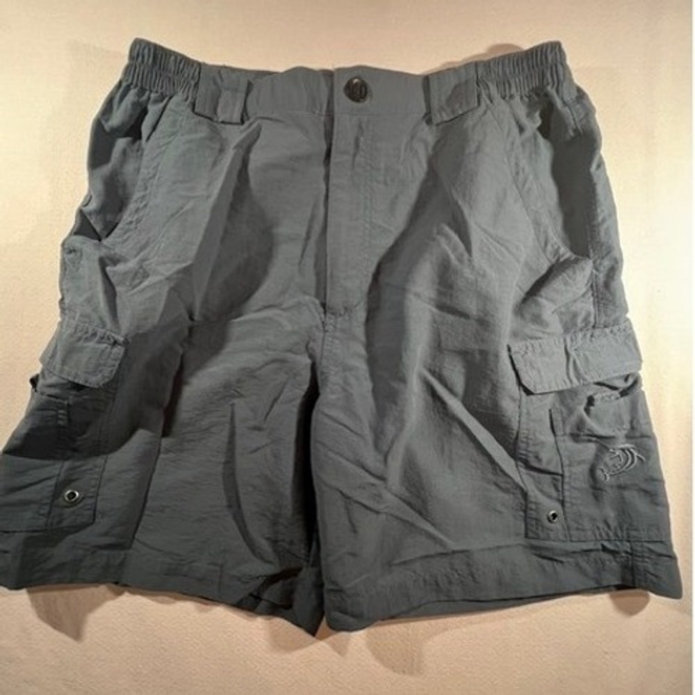 Reel Legends Cargo Shorts Men 34 Gray Nylon Quick Dry Fishing Hiking Utility